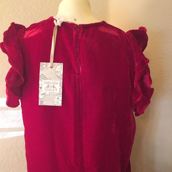 Women's Shift Dress CHELSEA & VIOLET- Red Velvet  Size: L - Picture 6 of 7